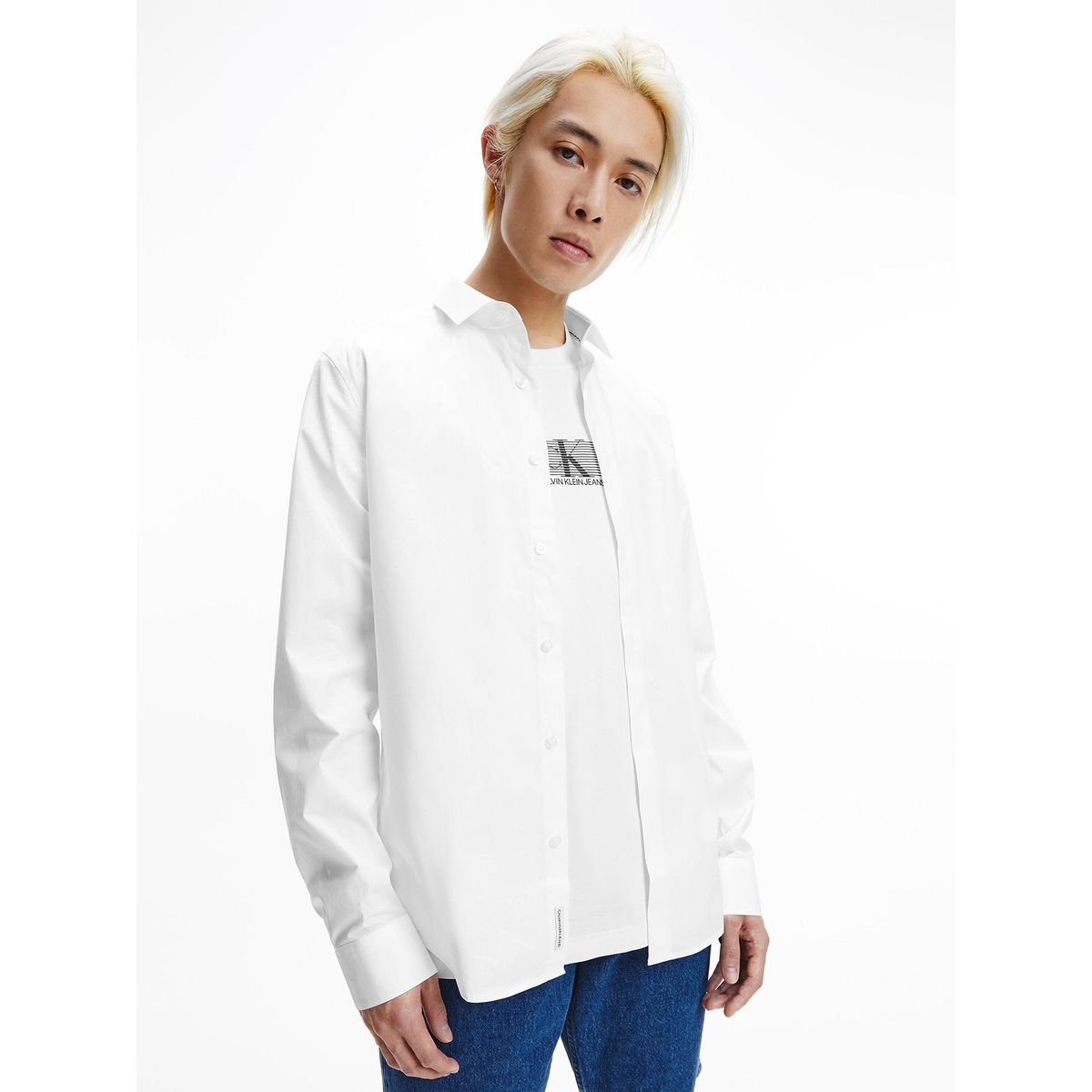 CALVIN KLEIN - Camisa Ck Chest Blanco Calvin Klein