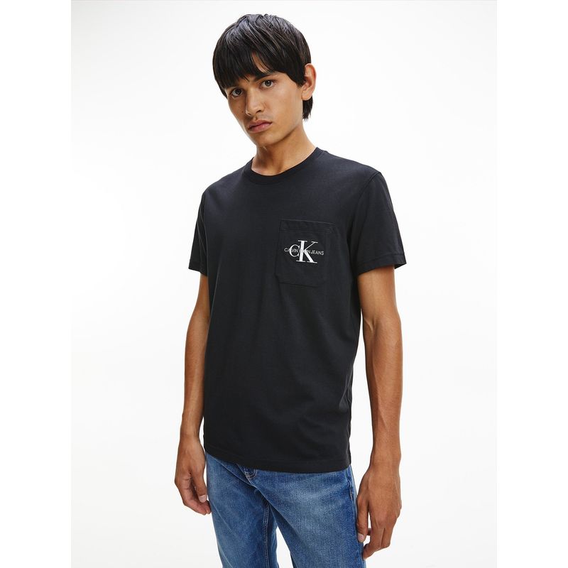 CALVIN KLEIN - Polera Embroidery Pocket Negro Calvin Klein