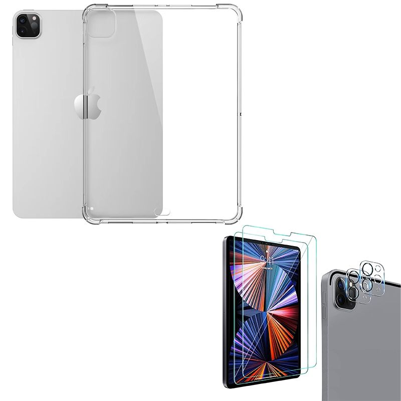 GENERICO - Carcasa iPad Pro 12.9 2020-21 Silicona +vidrio templado+ Vidrio cámara