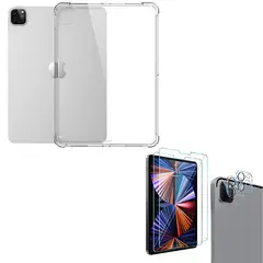 GENERICO - Carcasa iPad Pro 12.9 2020-21 Silicona +vidrio templado+ Vidrio cámara