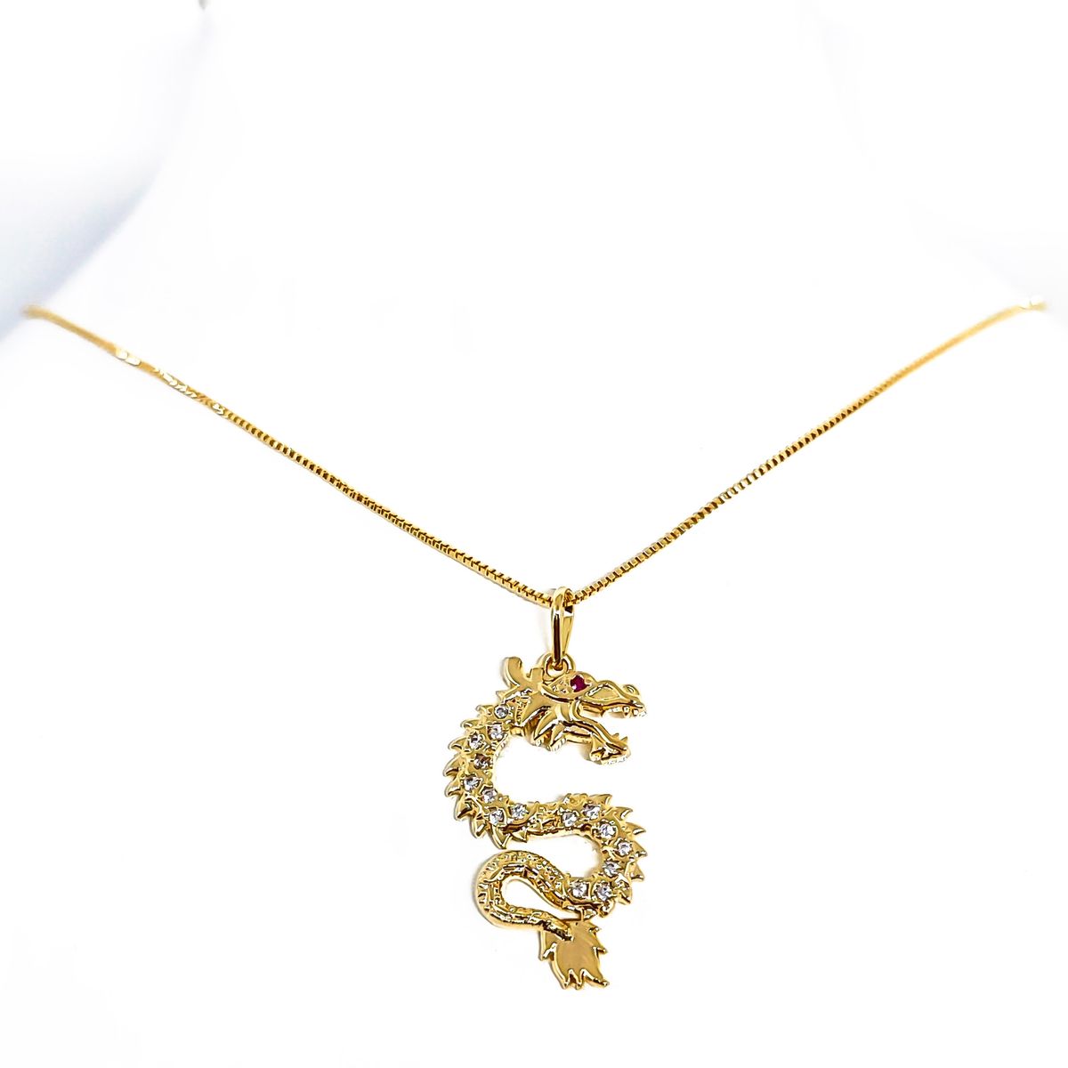 COGGIOLA - Collar Dragón Circón Enchapado Oro 18K
