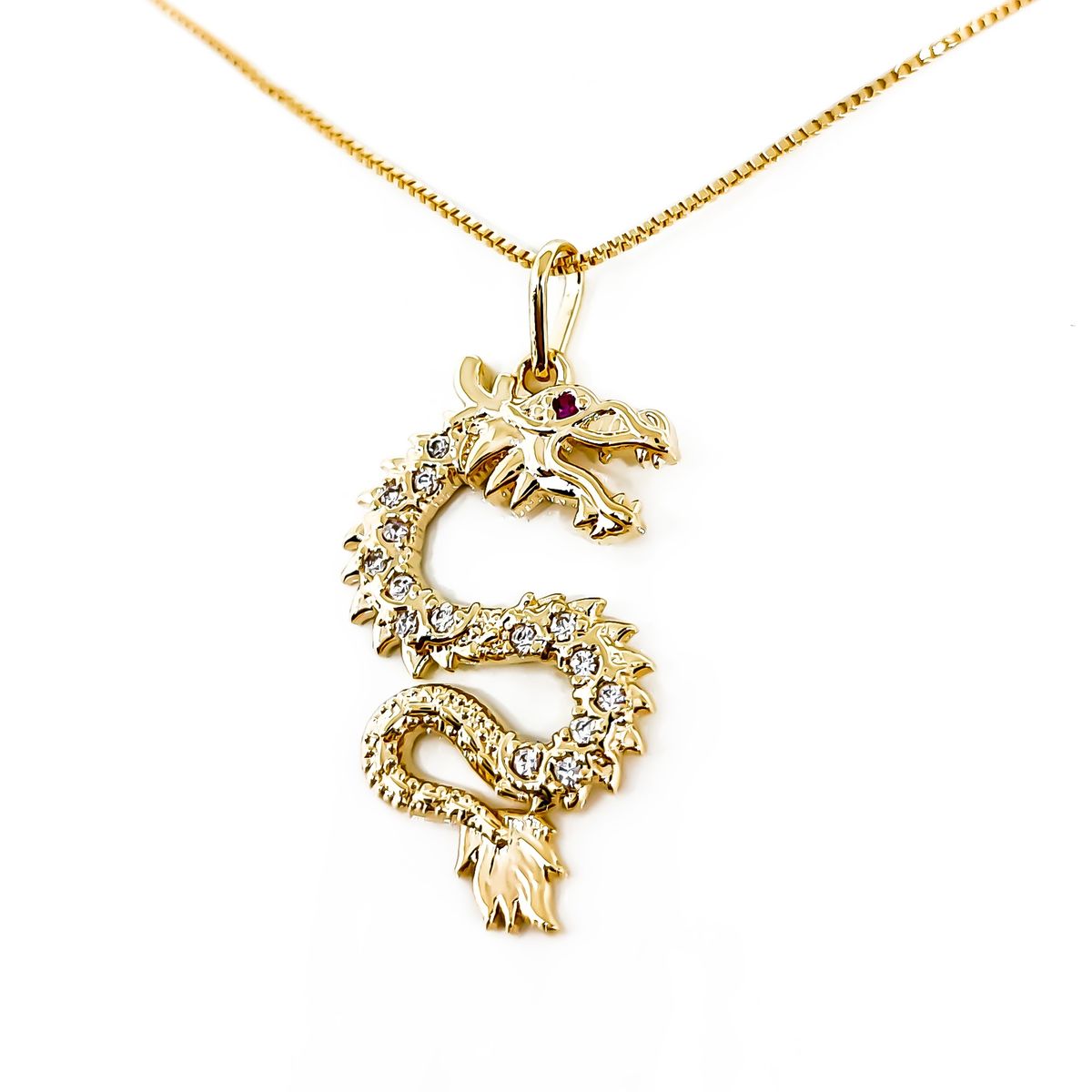 COGGIOLA - Collar Dragón Circón Enchapado Oro 18K