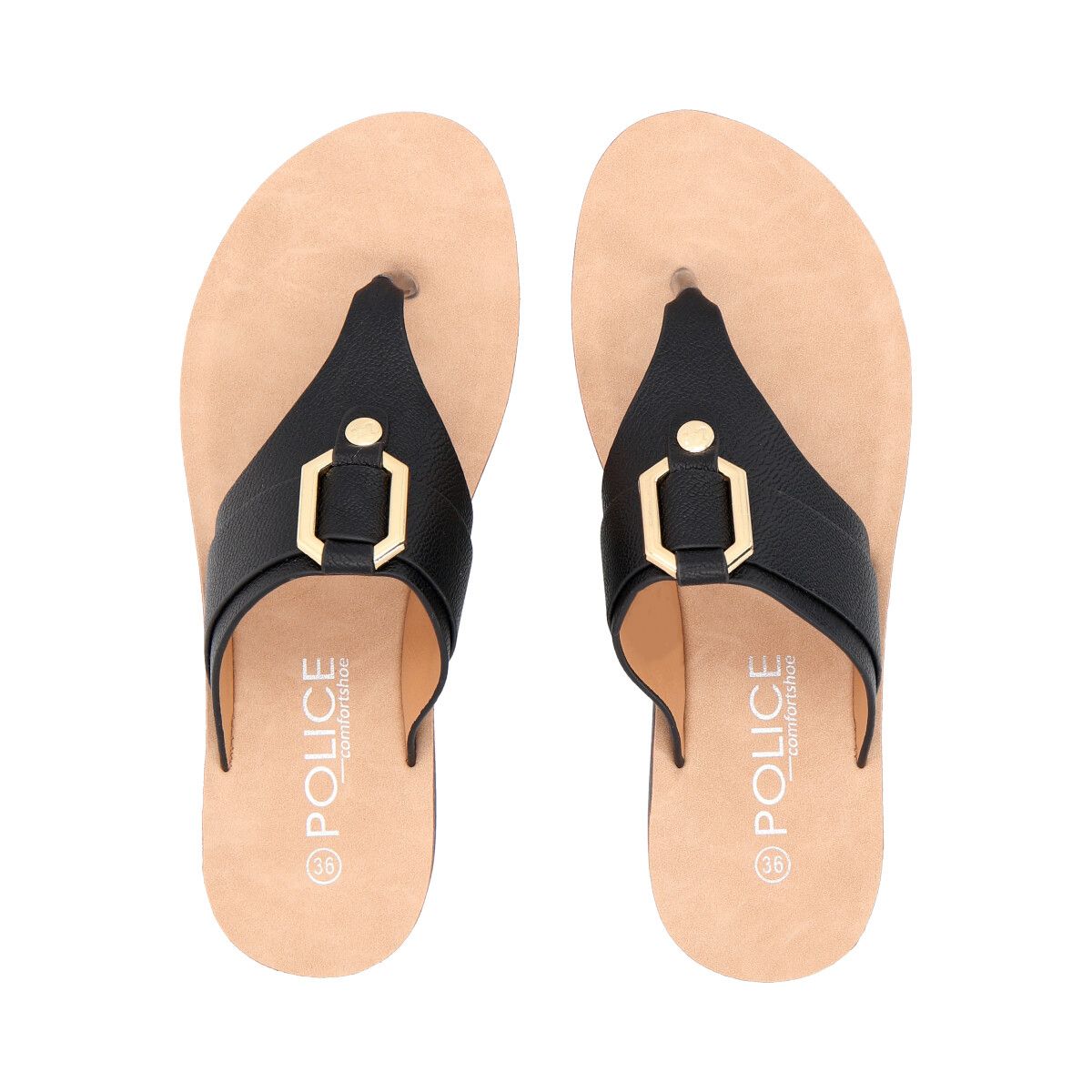 POLICE - Sandalia Mujer Negro Sole  Police