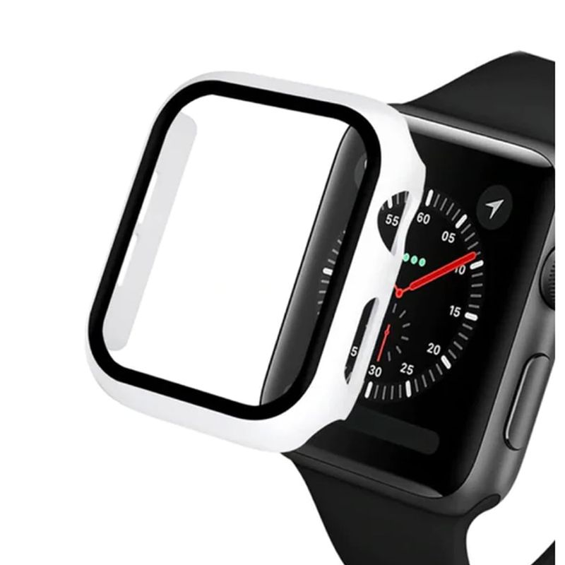 GENERICO - Protector Carcasa Glass Apple Watch 45mm Blanco