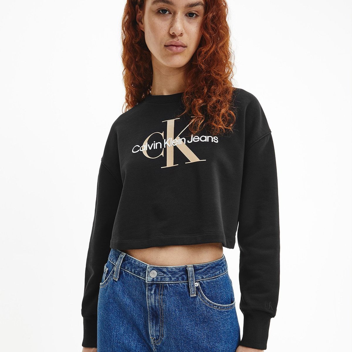 CALVIN KLEIN - Polerón Boxy Monogram Negro Calvin Klein