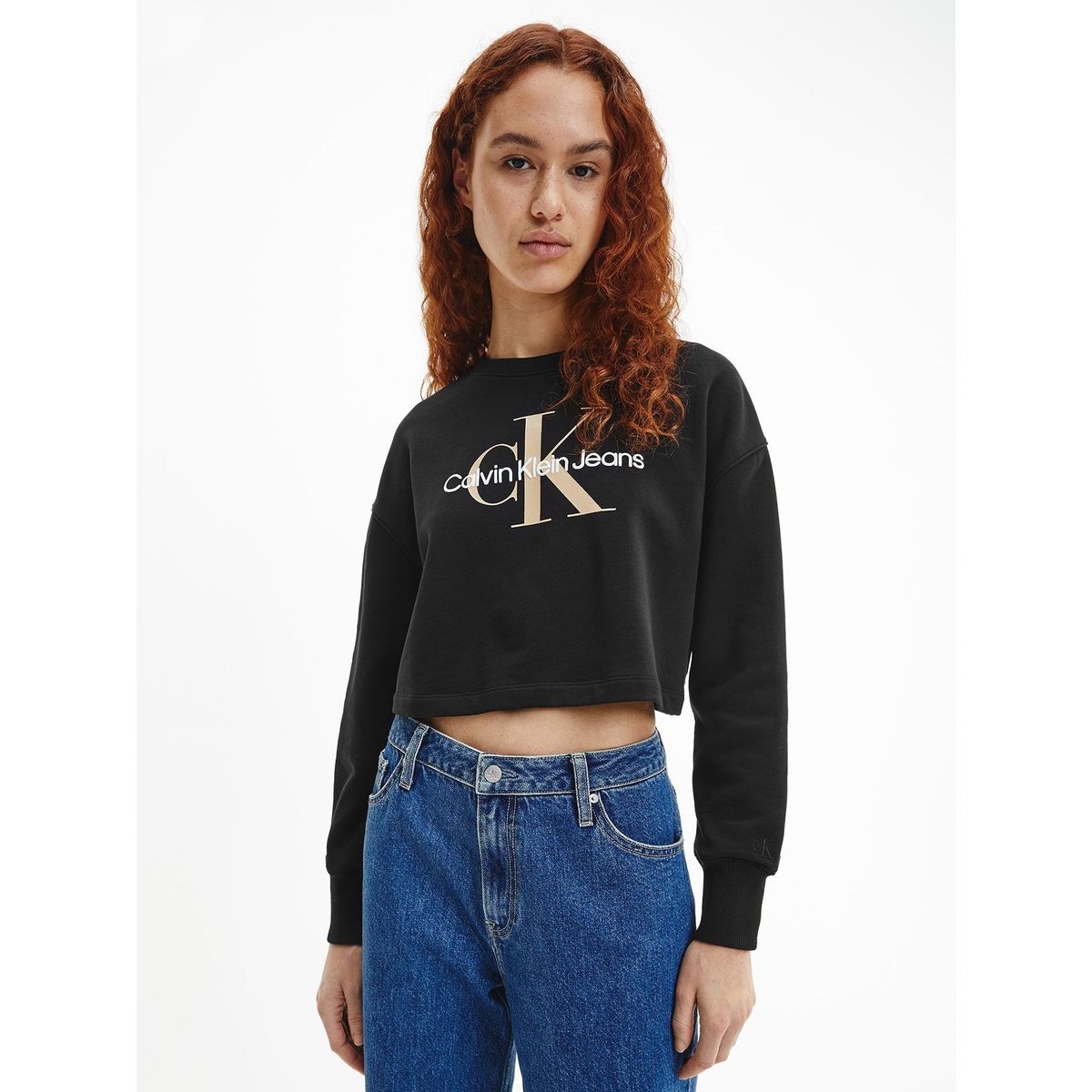 CALVIN KLEIN - Polerón Boxy Monogram Negro Calvin Klein