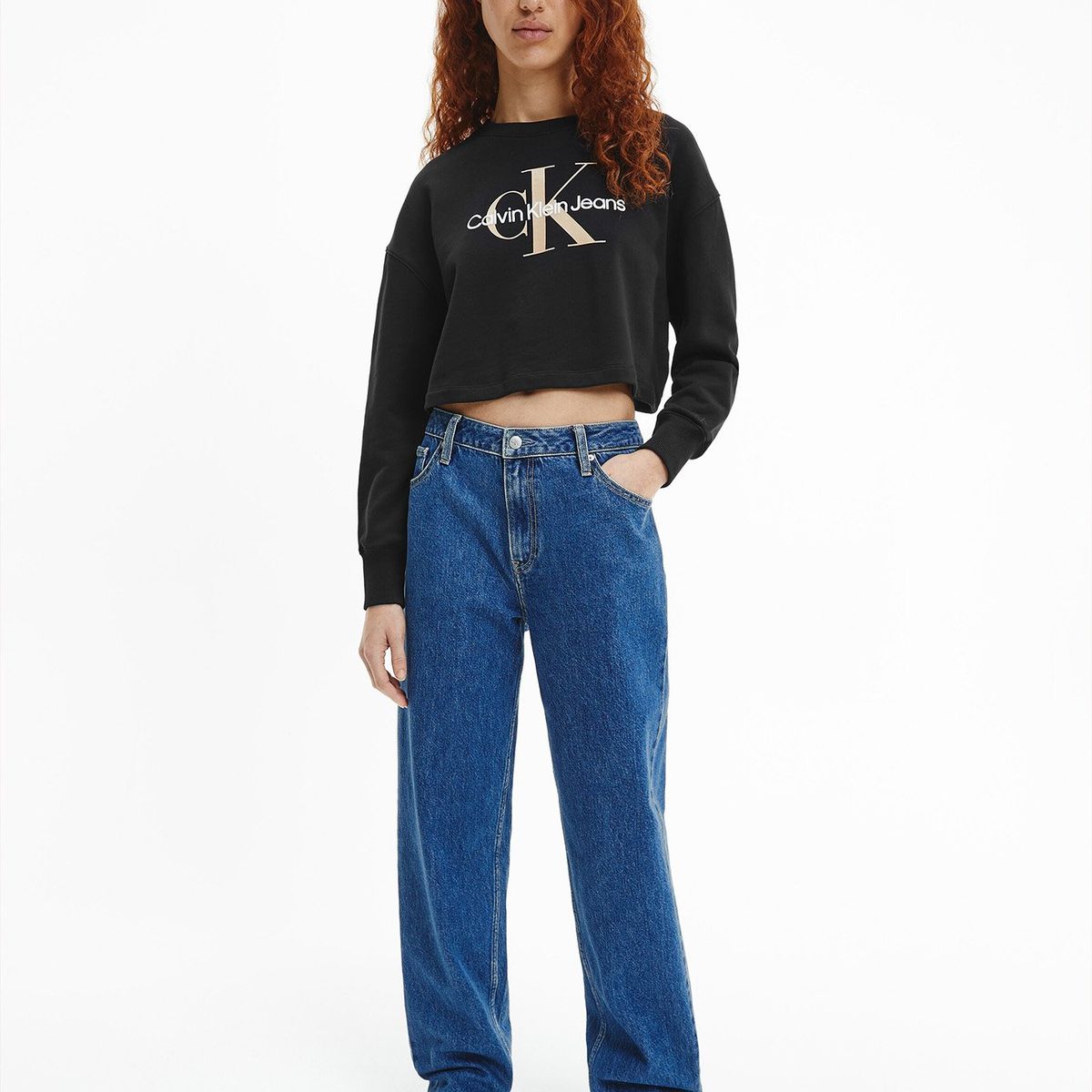 CALVIN KLEIN - Polerón Boxy Monogram Negro Calvin Klein