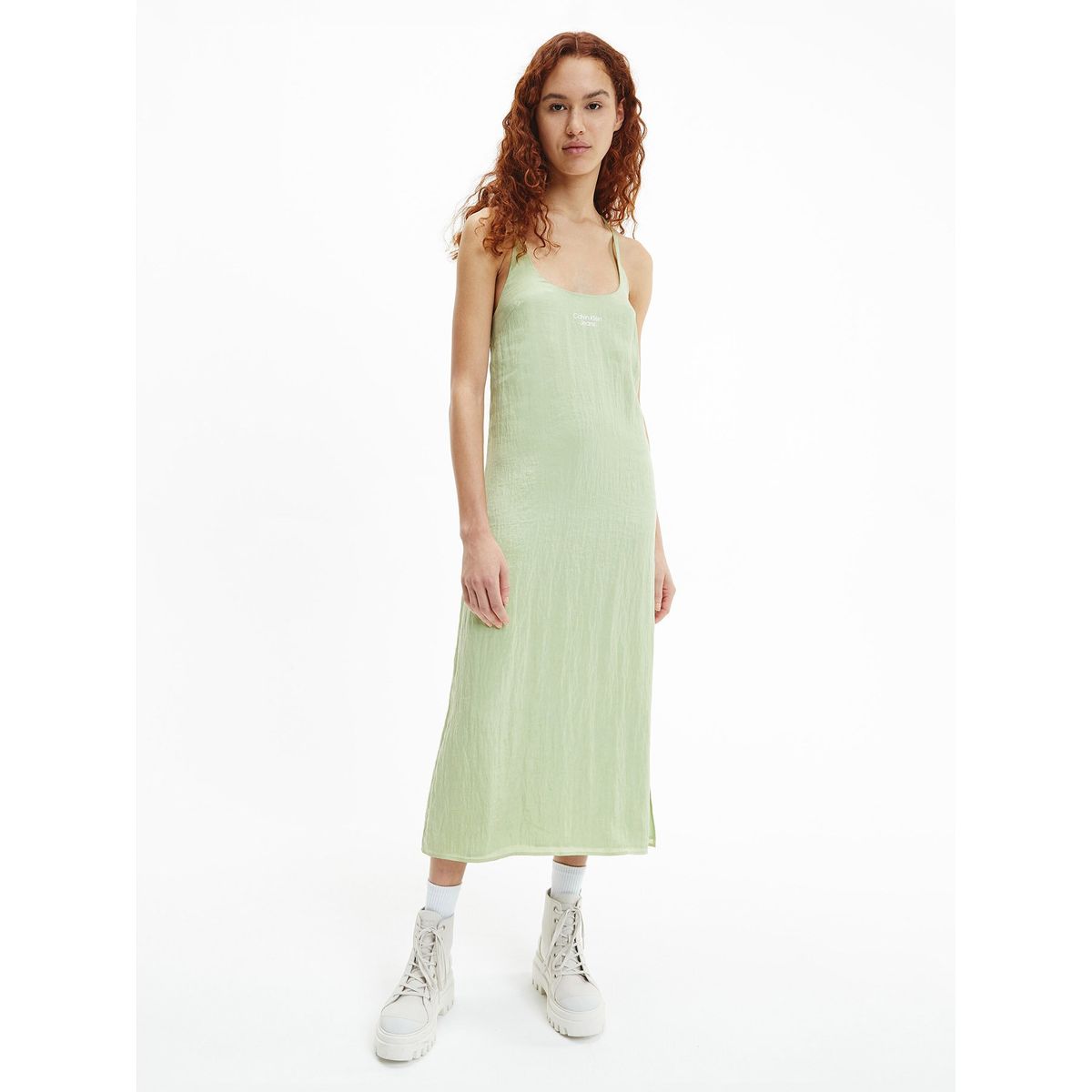 CALVIN KLEIN - Vestido Maxi Glazed Verde Calvin Klein