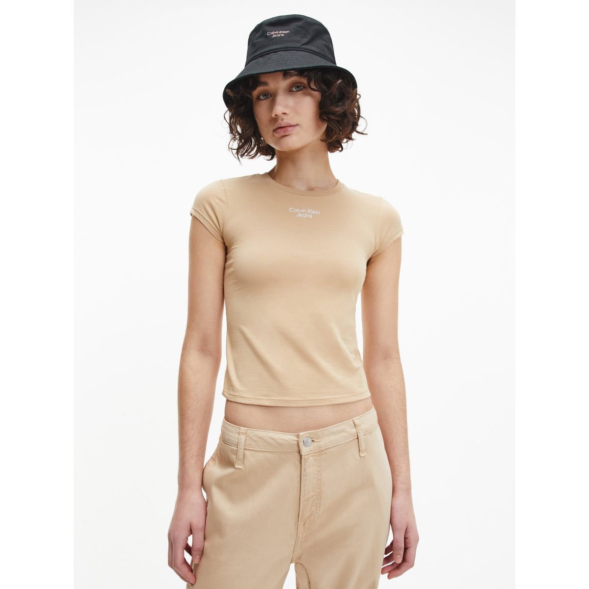 CALVIN KLEIN - Polera Stacked  Beige Calvin Klein