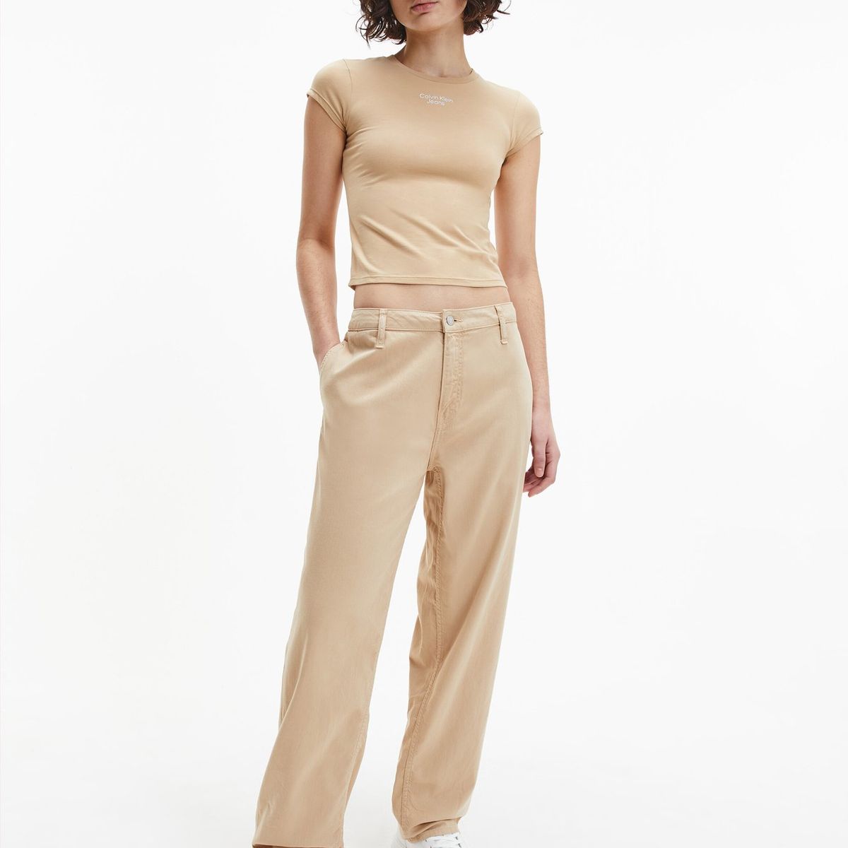 CALVIN KLEIN - Polera Stacked  Beige Calvin Klein