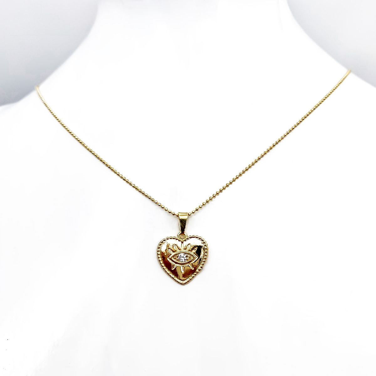 COGGIOLA - Collar Corazón Ojo Circón Enchapado Oro 18K