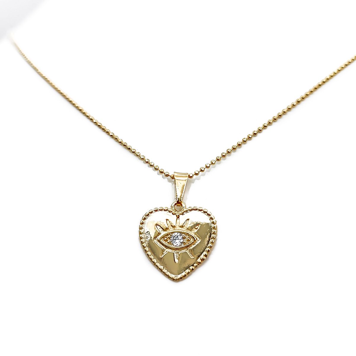 COGGIOLA - Collar Corazón Ojo Circón Enchapado Oro 18K