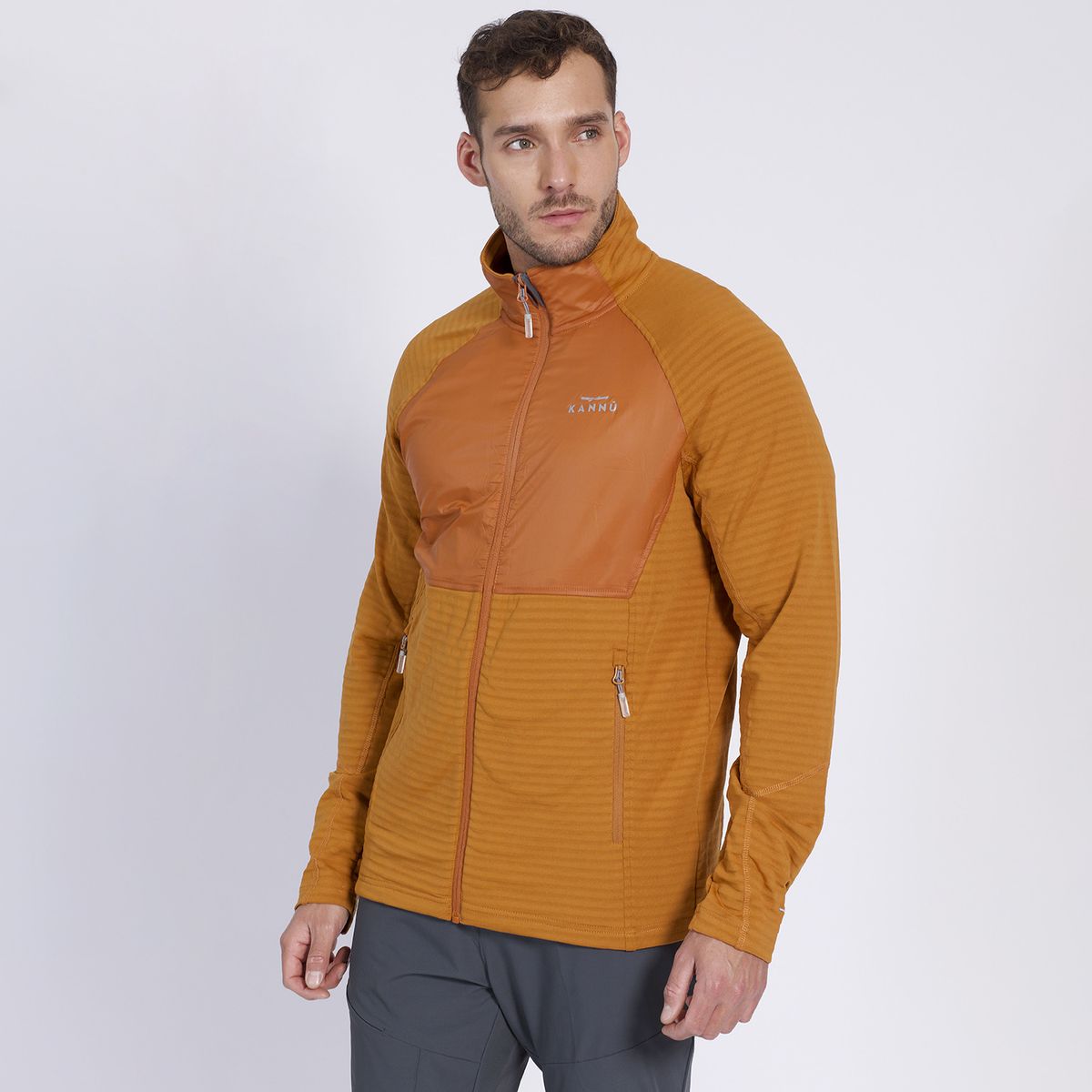 KANNU - Polar Trail Running Full Zipper Bitone Hombre Naranja KANNU