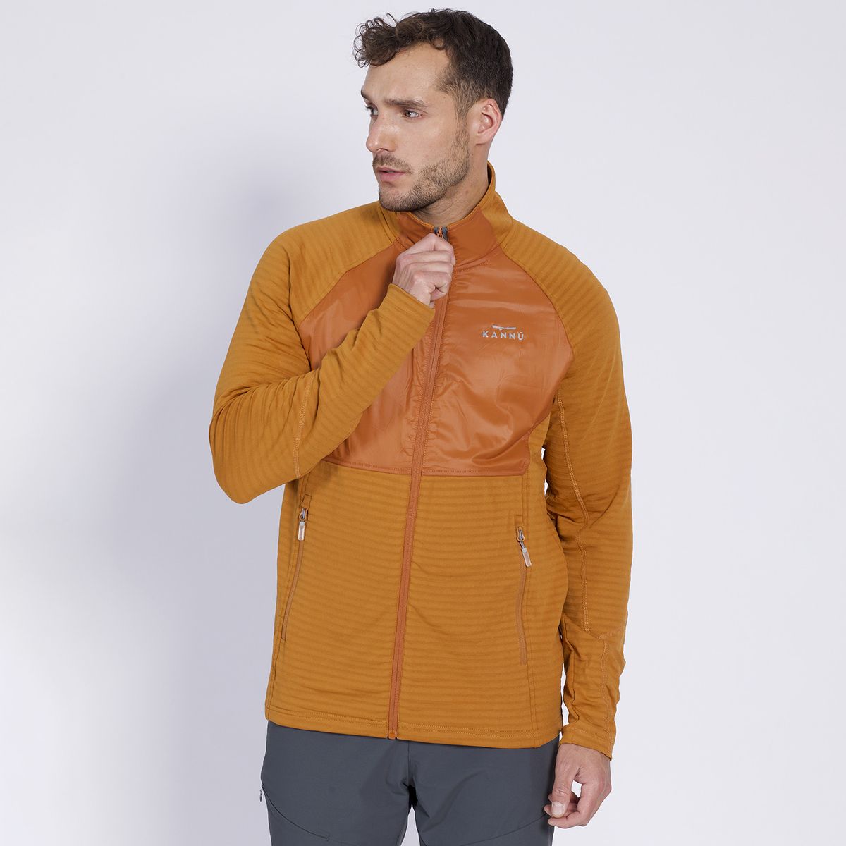 KANNU - Polar Trail Running Full Zipper Bitone Hombre Naranja KANNU