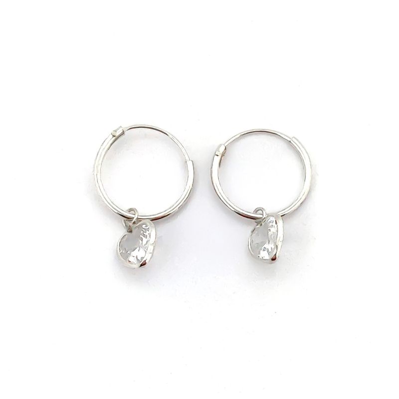 ANDREA COGGIOLA JOYAS - Aros Argollas Circón Corazón Colgante Plata Fina 925