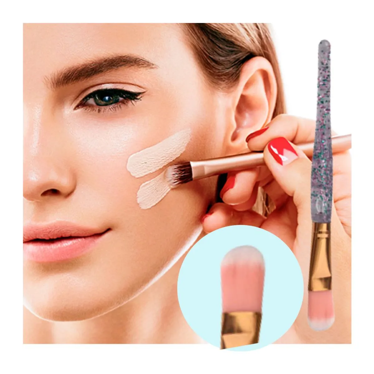 FLAMENCO - Brocha profesional chica para aplicar BASE o CONTORNOS