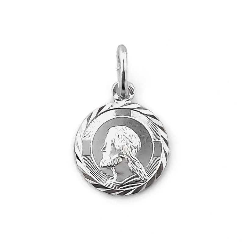 ANDREA COGGIOLA JOYAS - Colgante Medalla Jesús Mini 10mm Plata Fina 925