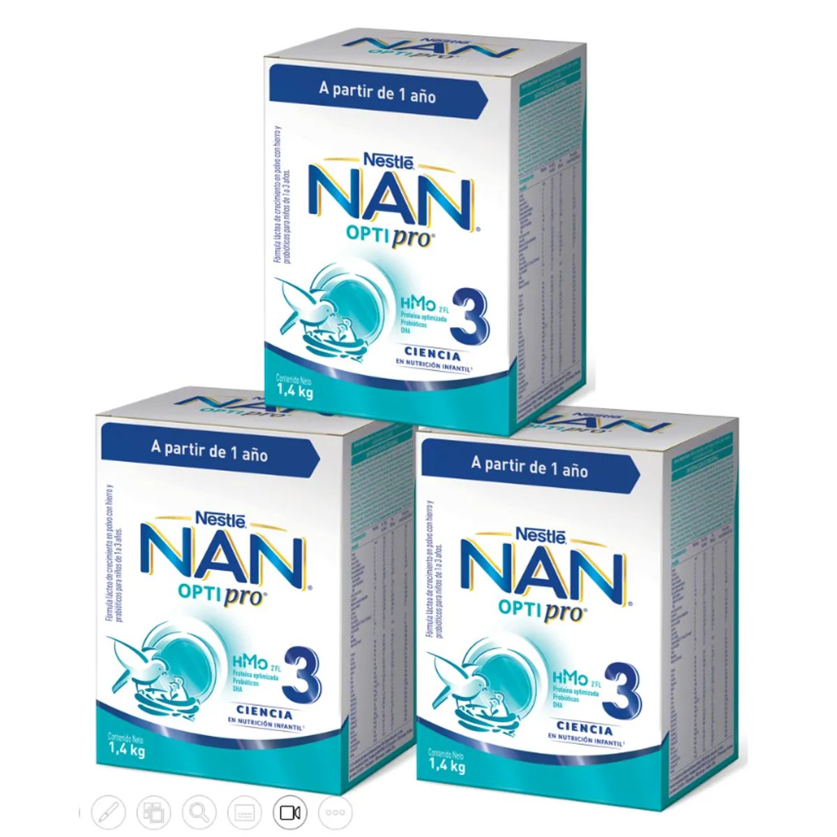 NAN - Fórmula Infantil Nan® 3 Optipro Multipack 2x700g X3 Cajas Sabor Natural