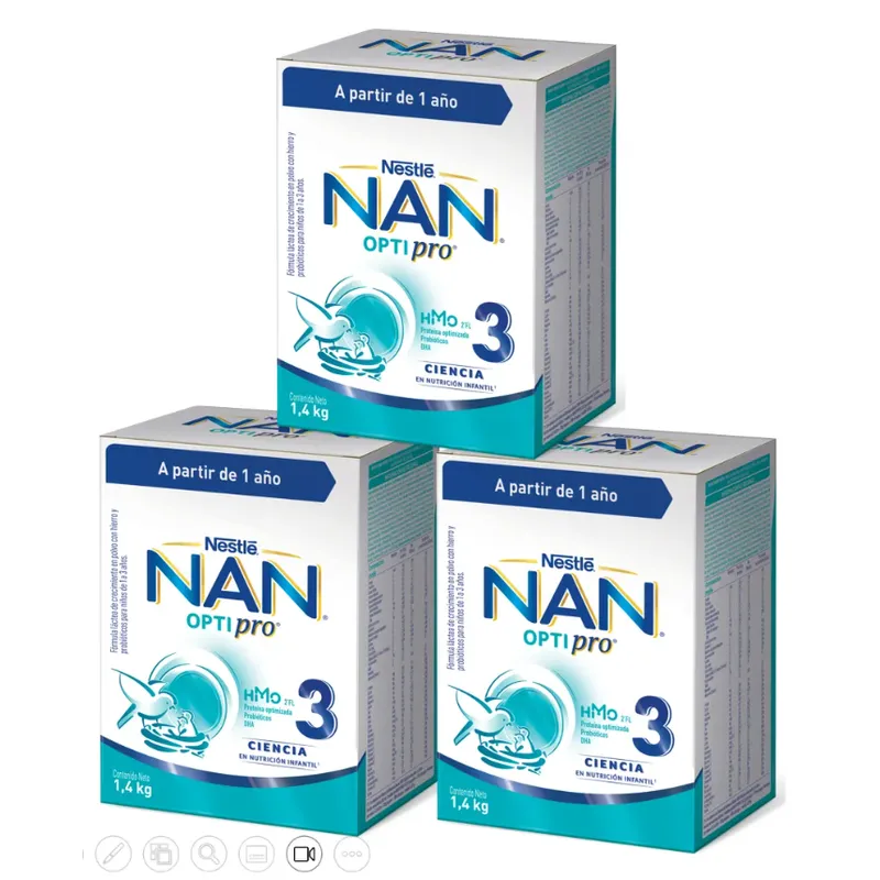 NAN - Fórmula Infantil Nan® 3 Optipro Multipack 2x700g X3 Cajas Sabor Natural