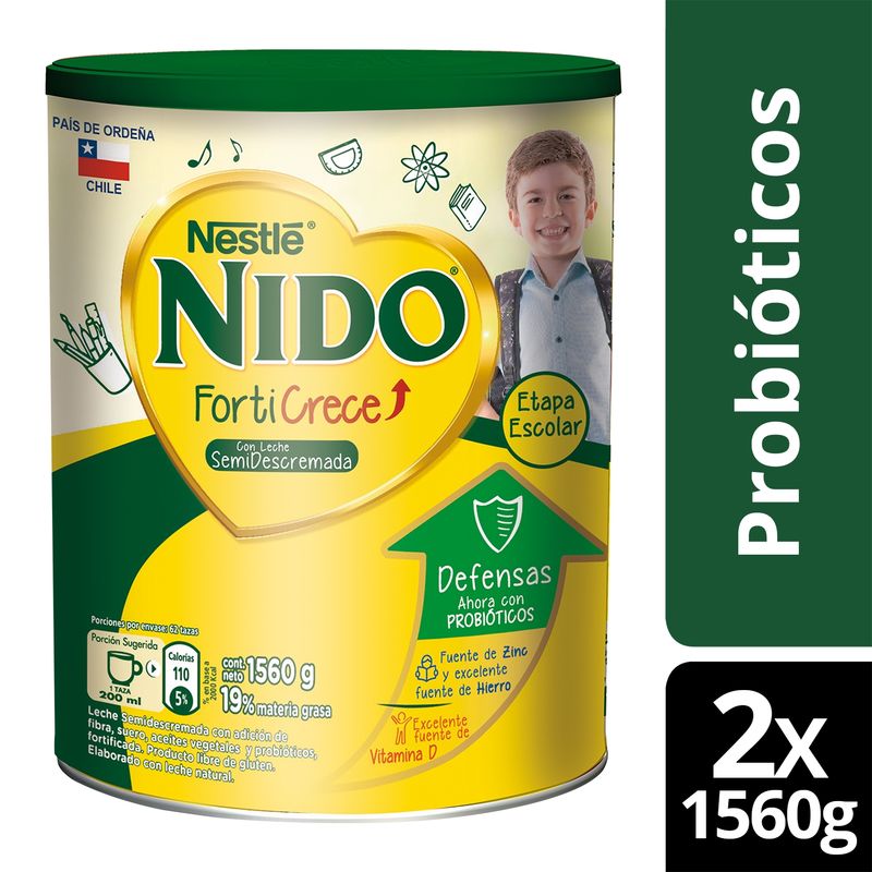 NIDO - Leche En Polvo Nido® Forticrece  Probióticos 1560g X2 Tarros