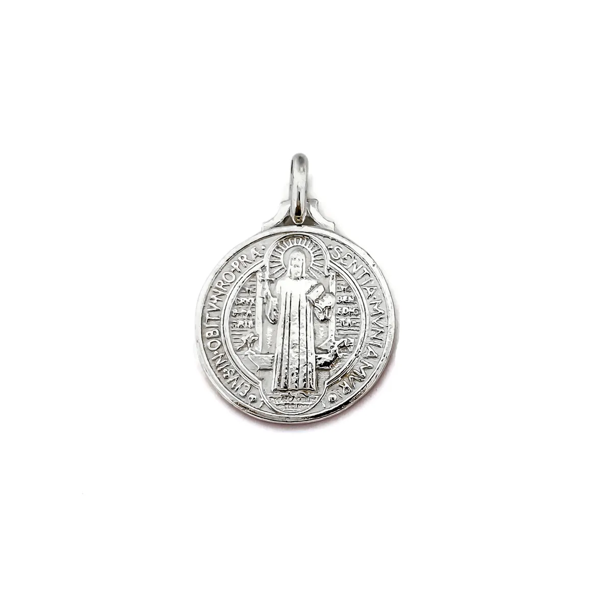 COGGIOLA - Colgante Medalla San Benito Grande 21mm Plata Fina 925