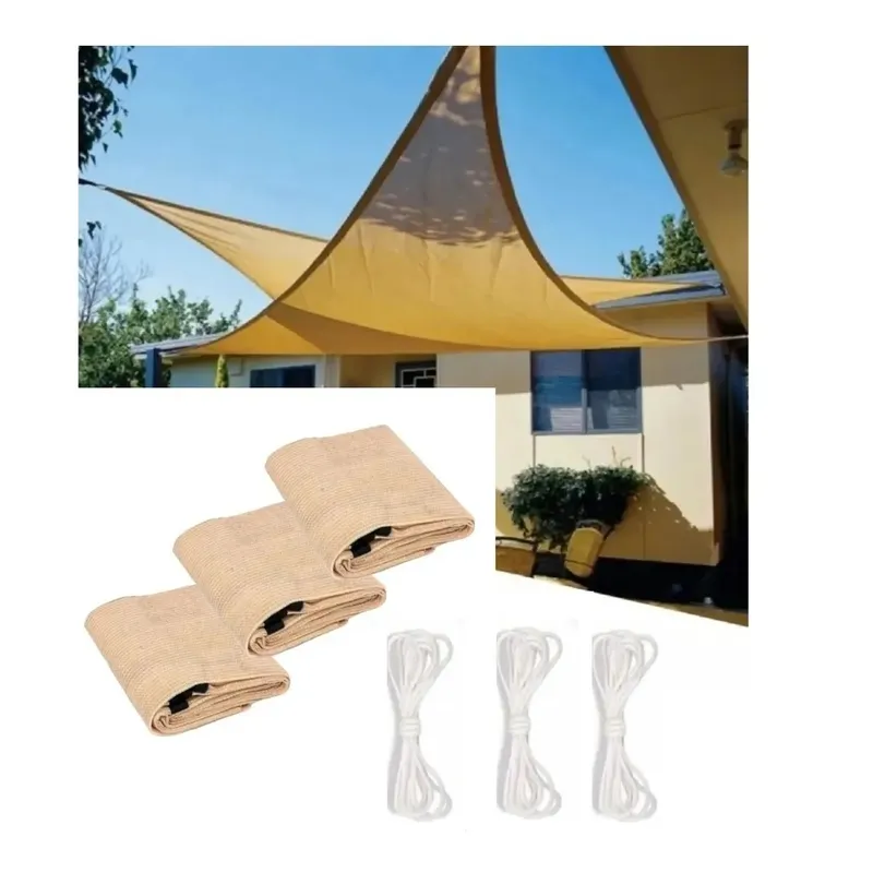 GENERICO - Pack X3 Vela Sombra Toldos Vela Malla Triangular 3.6 Metros