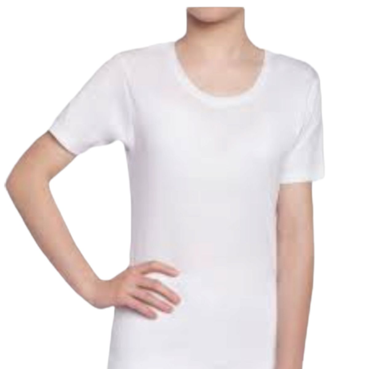 AGW - Pack 6 Camisetas Juvenil Manga Corta Algodón Blancas Unisex