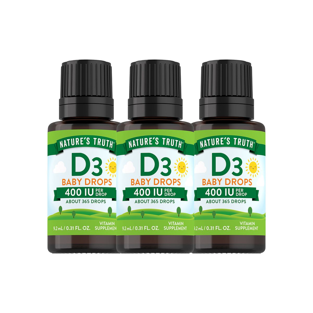 NATURE'S TRUTH - Pack x 3 Baby Vitamin D3 10mcg Gotas 9,2ml NATURE'S TRUTH