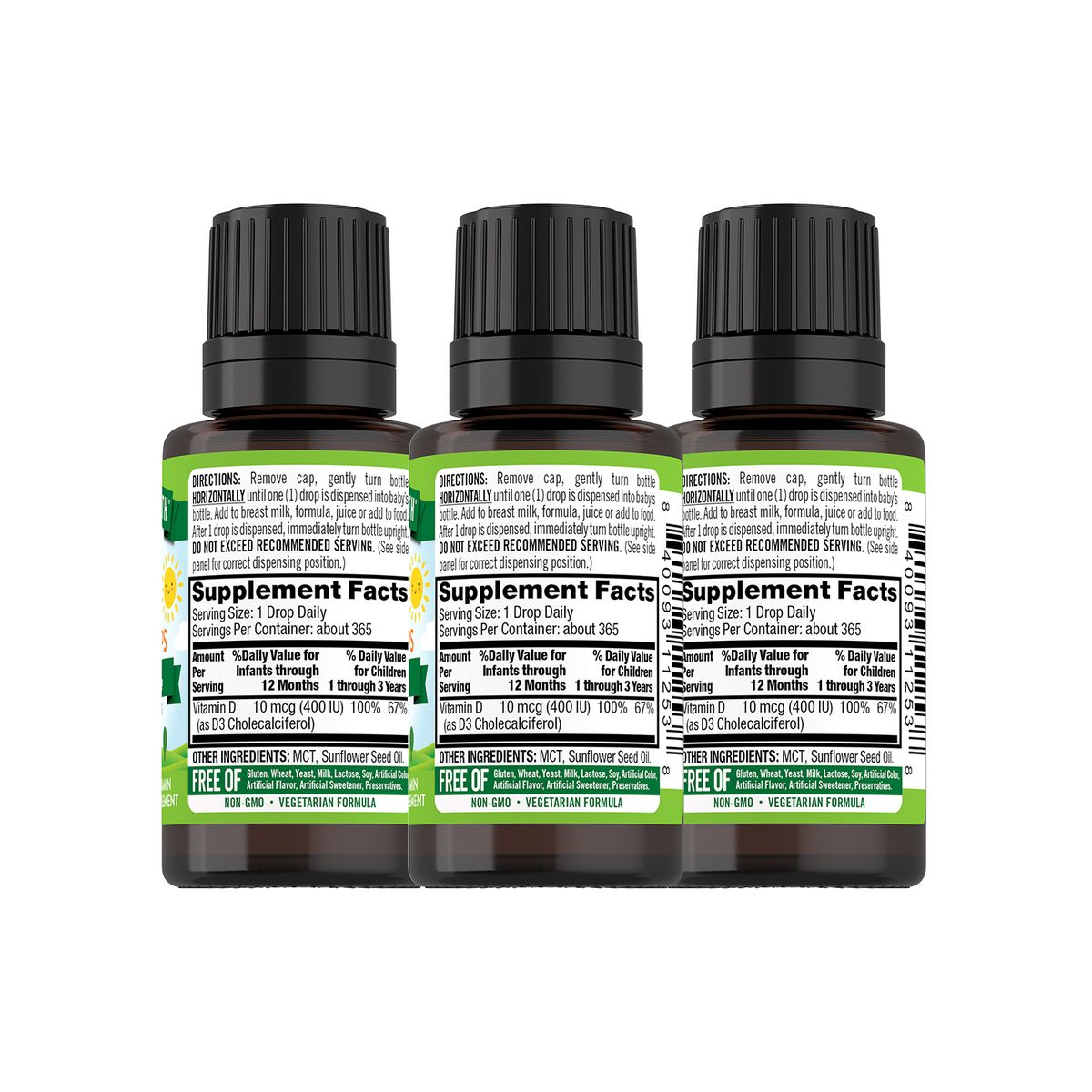 NATURE'S TRUTH - Pack x 3 Baby Vitamin D3 10mcg Gotas 9,2ml NATURE'S TRUTH