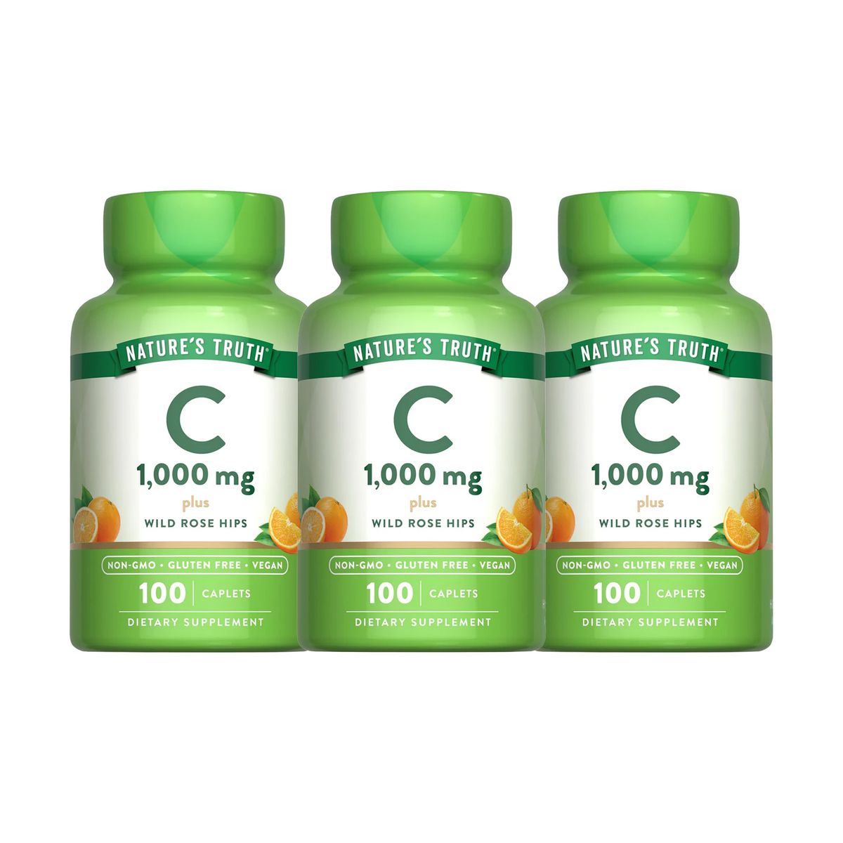 NATURE'S TRUTH - Pack x3 Vitamina C & Wild Rose Hips 100 Comp NATURE'S TRUTH