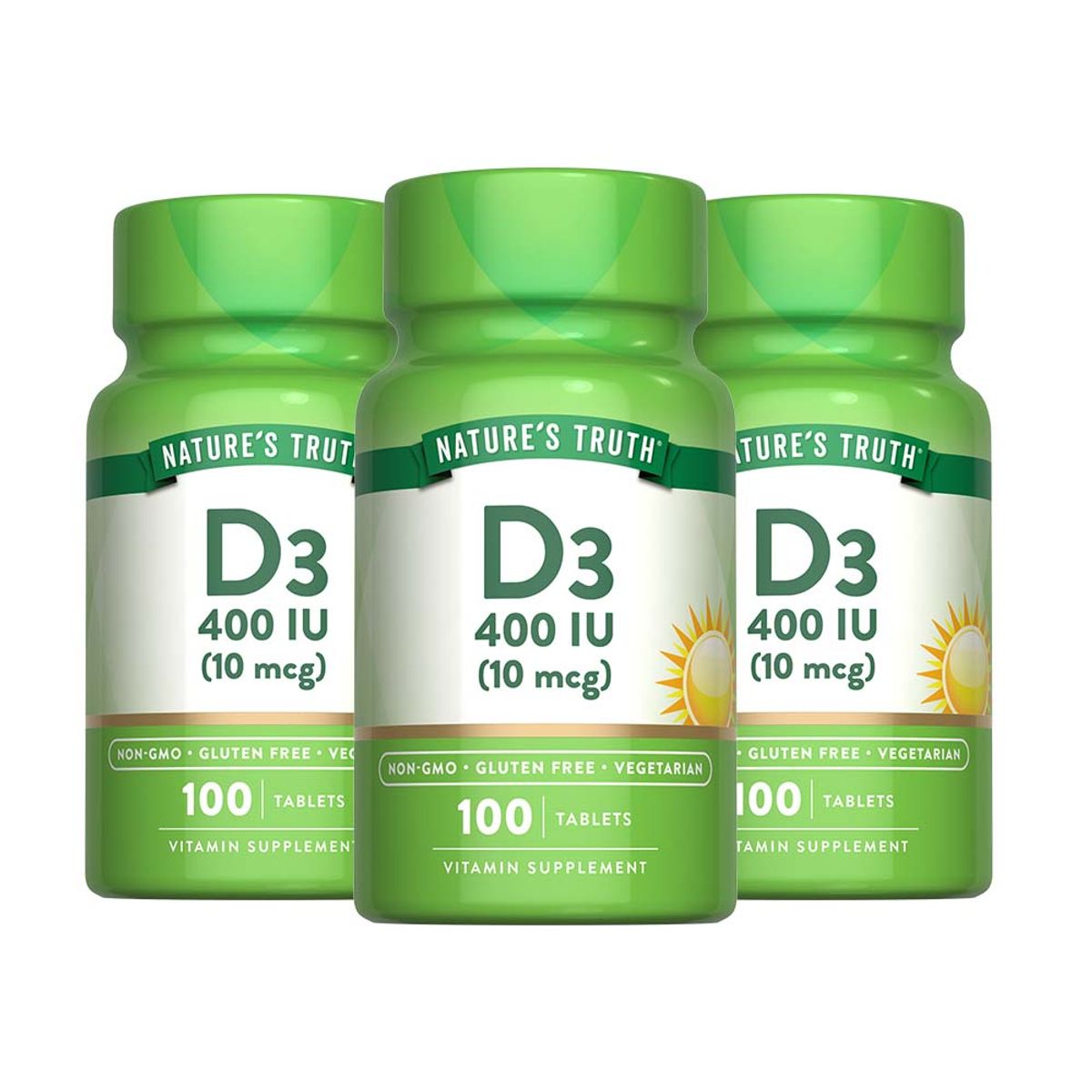 NATURE'S TRUTH - Pack x 3 Vitamina D3 400 IU 100 Comprimidos NATURE'S TRUTH