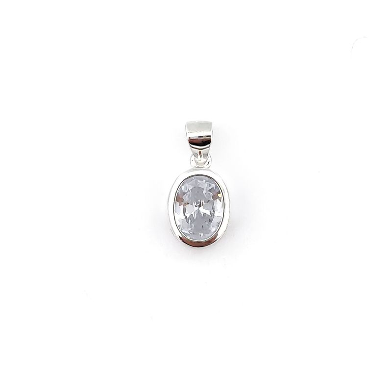 ANDREA COGGIOLA JOYAS - Colgante Punto de Luz Ovalado Plata Fina 925.