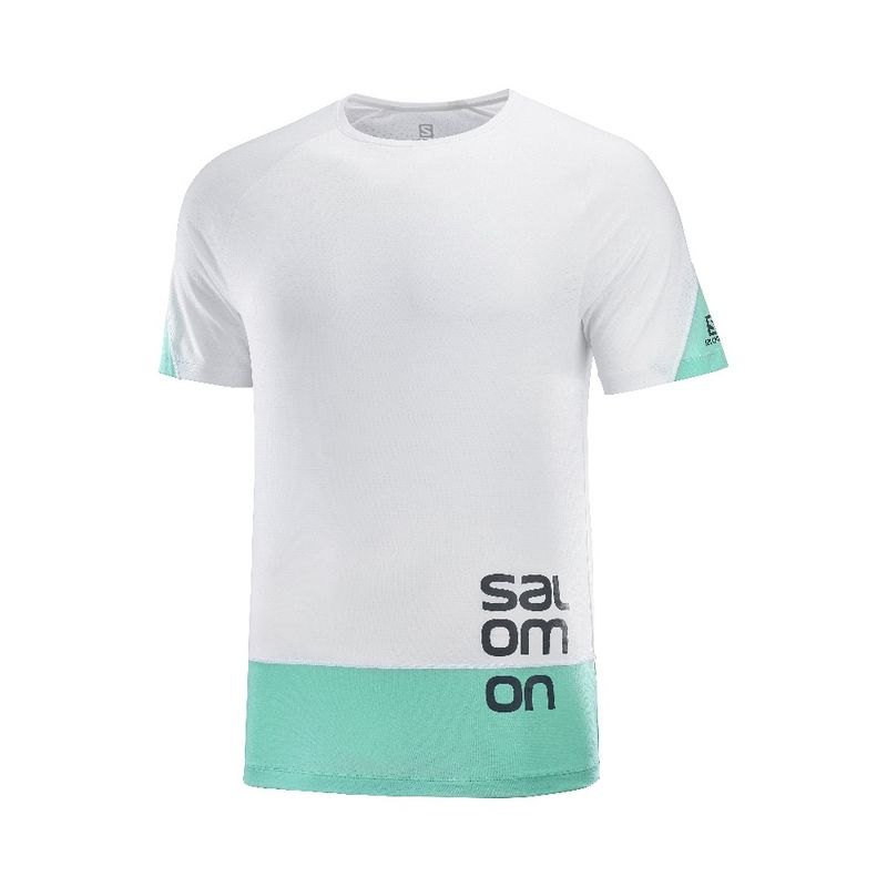 SALOMON - Polera Hombre Cross Run Graphic Blanco Salomon