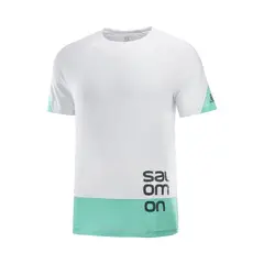 SALOMON - Polera Hombre Cross Run Graphic Blanco
