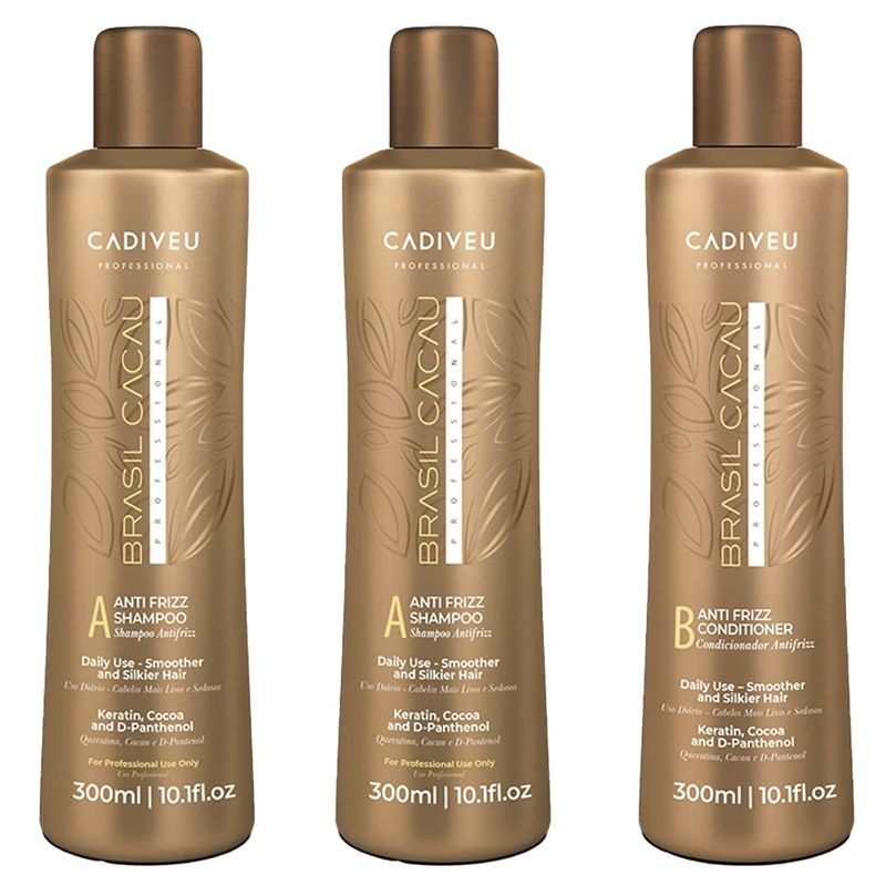 BRASIL CACAU - 2 Shampoo y 1 Acondicionador 300 Ml C/u Pack BRASIL CACAU