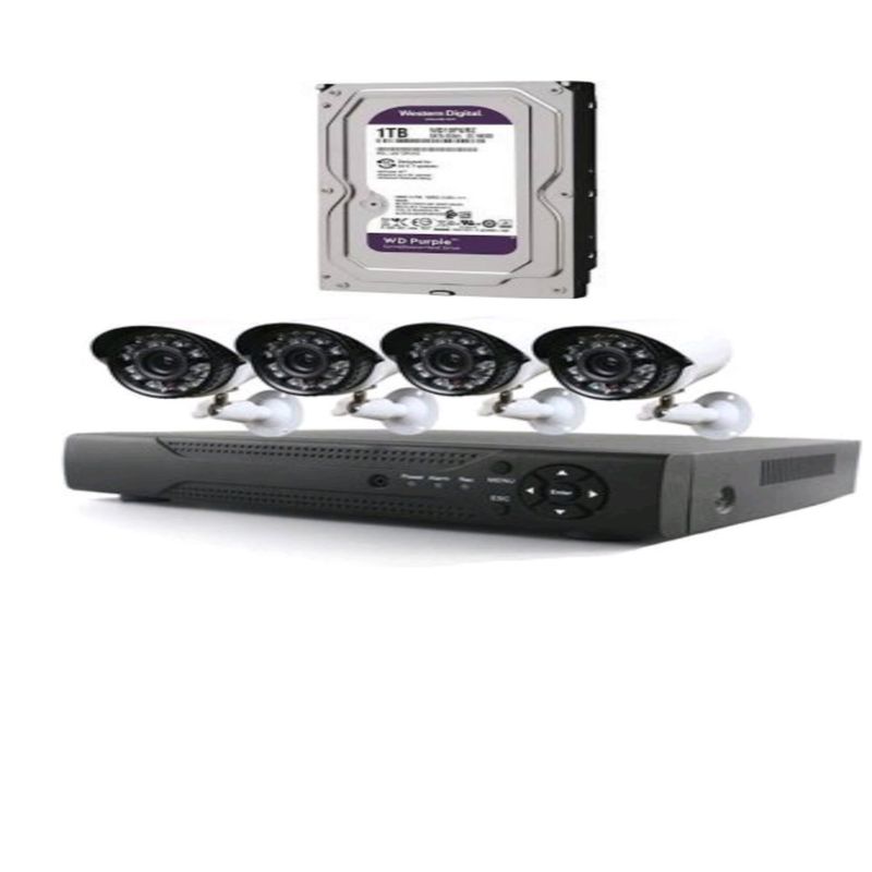 GENERICO - Kit Cctv 4 Cámaras Seguridad + Disco Duro 1 Terabyte Instalado en DVR AHD