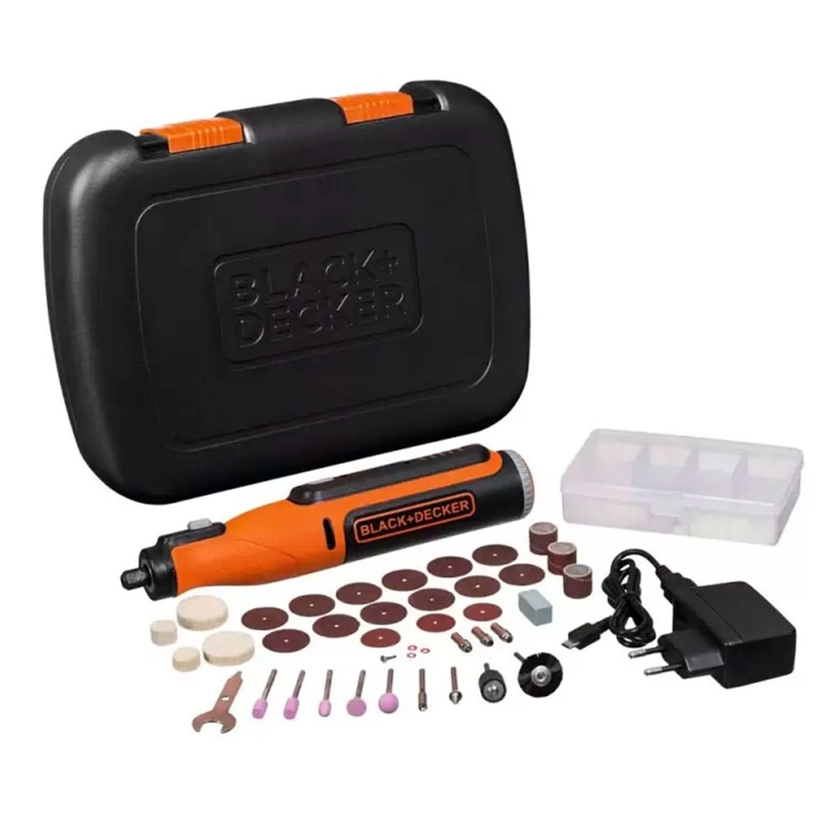 BLACK+DECKER - Multiherramienta rotativa B&D BCRT8K35-B2C 8v +35 acc+maleta