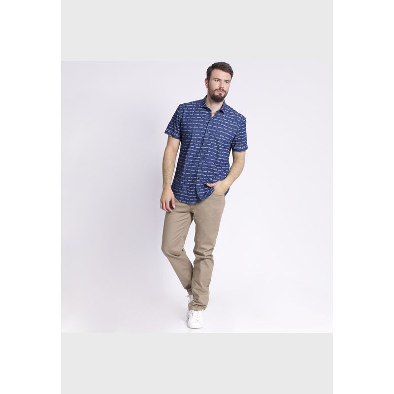 MCGREGOR - Camisa Manga Corta Estampada Regular Fit Indigo Azul marino MCGREGOR