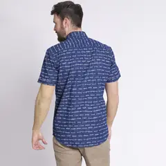 MCGREGOR - Camisa Manga Corta Estampada Regular Fit Indigo Azul marino