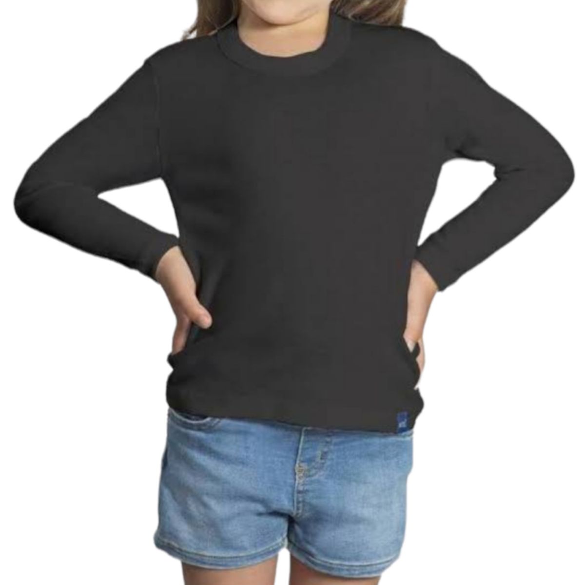 AGW - Pack 3 Camisetas Negras Niño 100% Algodón Manga Larga Unisex