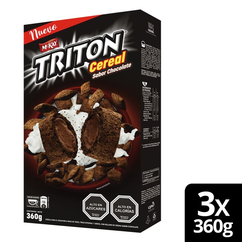 NESTLE - Cereal Triton Chocolate 360G X3 Cajas