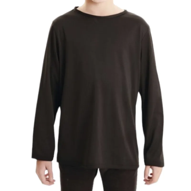 AGW - Pack 6 Camisetas Negras Niño 100% Algodón Manga Larga Unisex