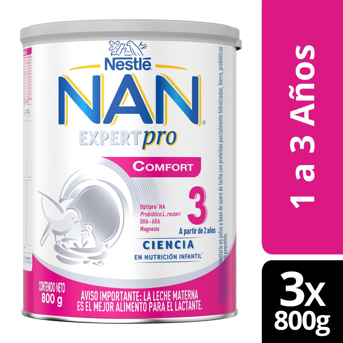 NAN - Fórmula Infantil Nan Comfort 3 800g X3 Tarros