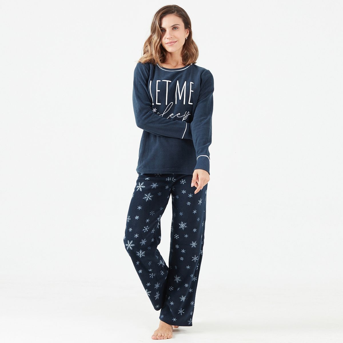 BARBIZON - Pijama Cuello Polar Azul