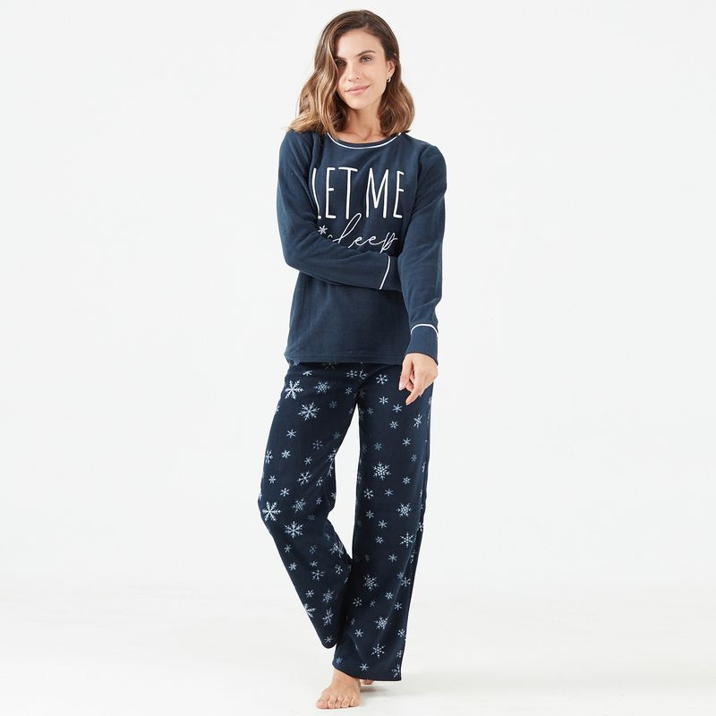 BARBIZON - Pijama Cuello Polar Azul