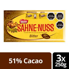NESTLE - Chocolate Sahne Nuss® Bitter Barra 250g X3 Unidades