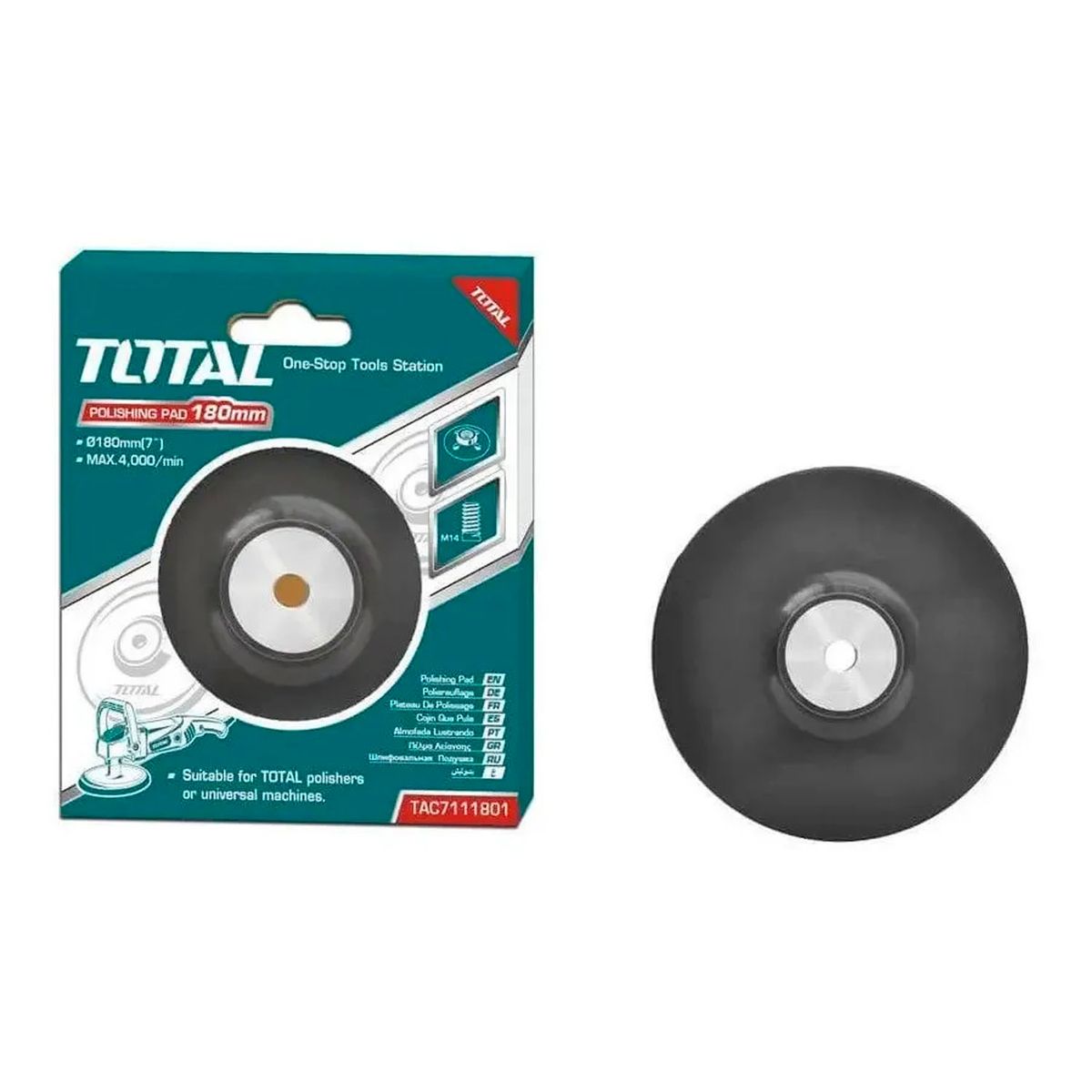 TOTAL TOOLS - Disco Esmeril Soporte Plato Goma 180mm Para Pulidora