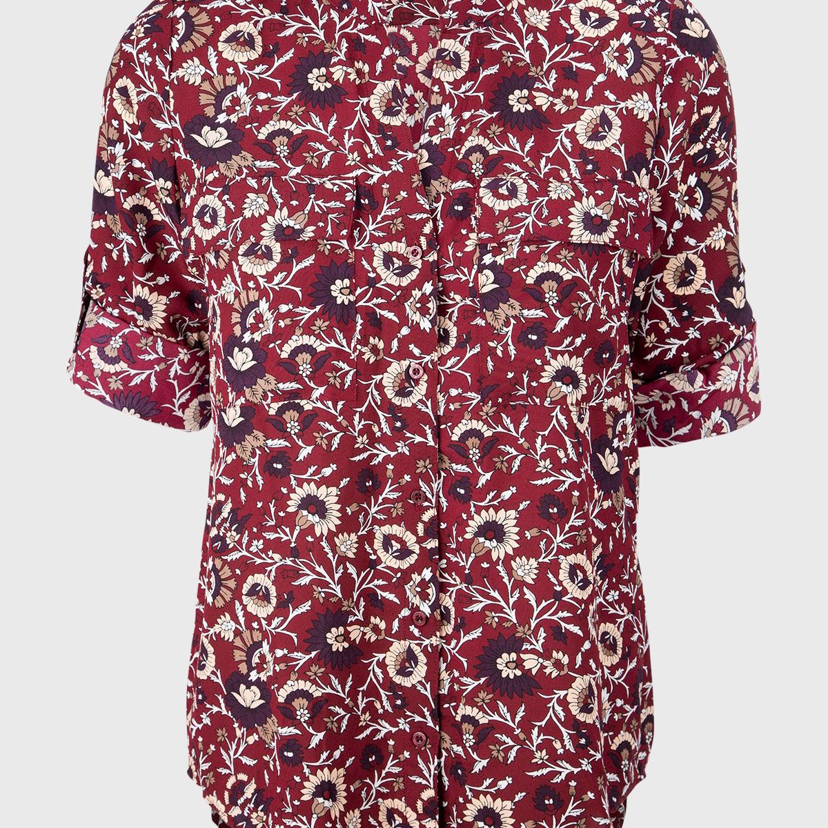 CALVIN KLEIN - Blusa con Mangas Enrrolladas Rojo Calvin Klein