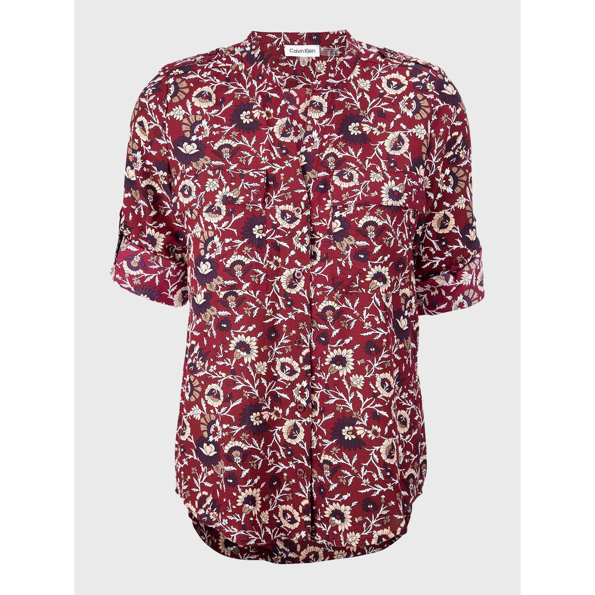 CALVIN KLEIN - Blusa con Mangas Enrrolladas Rojo Calvin Klein