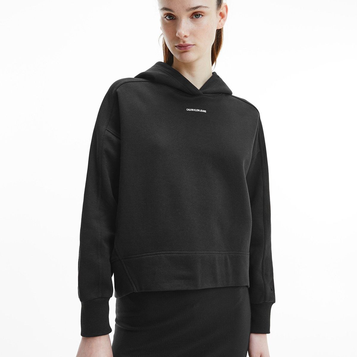 CALVIN KLEIN - Hoodie Oversized Micro Branding Negro Calvin Klein